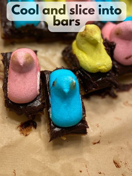 cooled Peeps smores bars