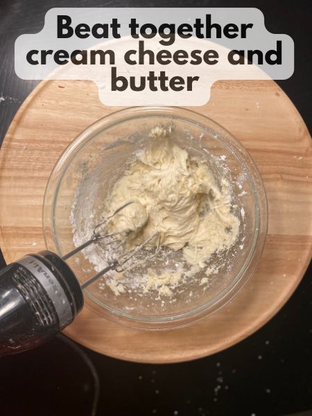 beat together cream cheese and butter