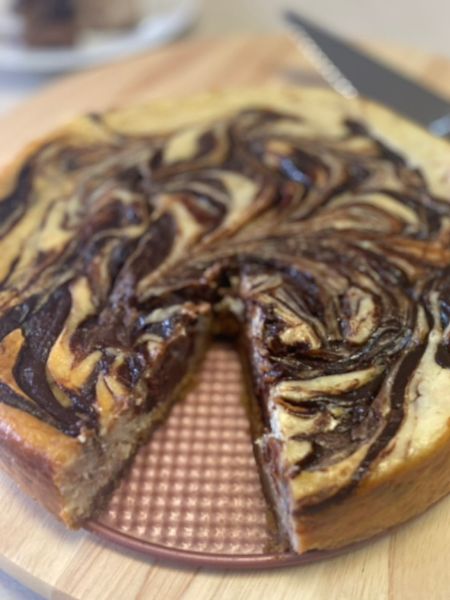 banana nutella swirl cheesecake