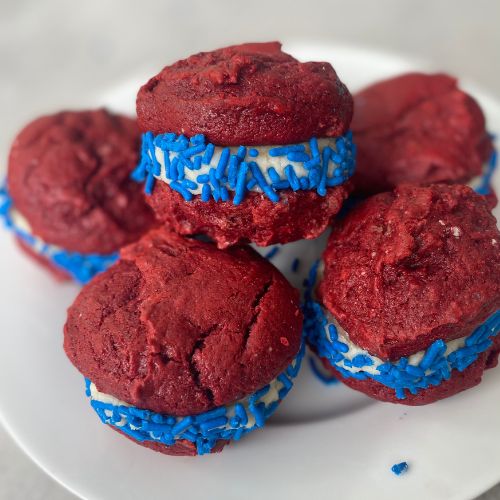 4th of july whoopie pies on a plate