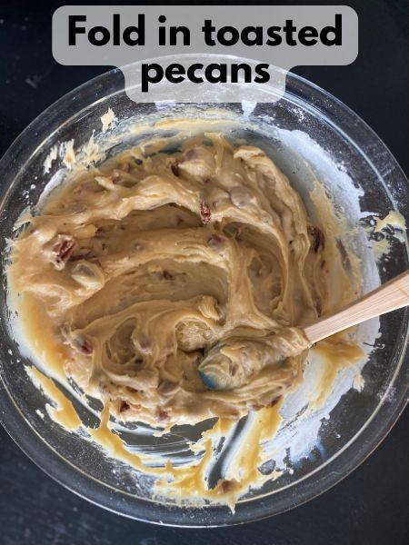 toasted pecans folded into blondie batter