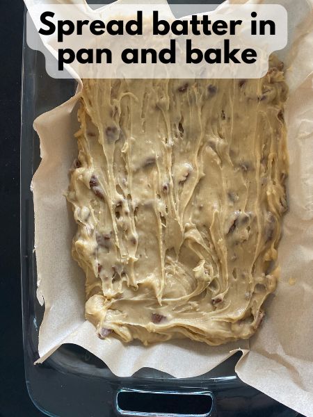 blondie batter spread in pan