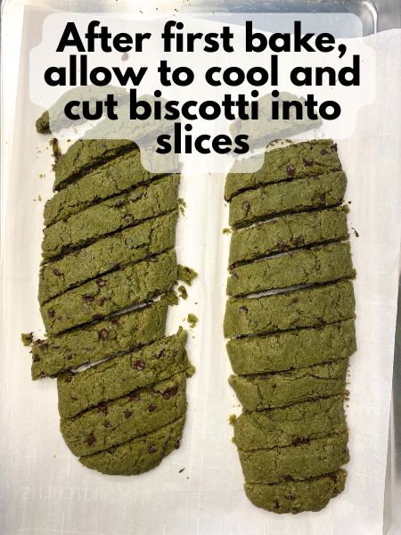 sliced matcha biscotti