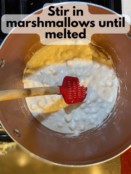 melted marshmallows in a pan