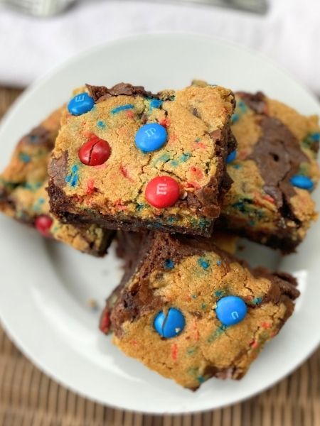brookies with red and blue m&ms