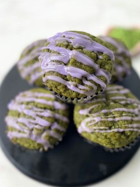 vegan matcha lavender muffins