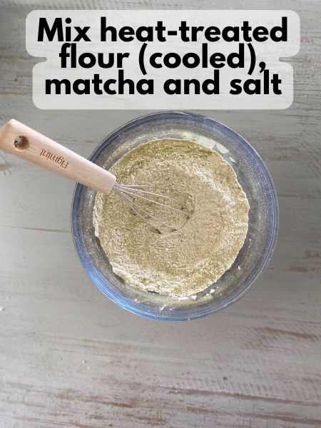 flour mixed with matcha and salt