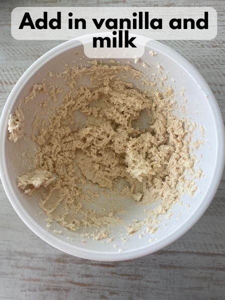 creamed butter and sugar with vanilla and milk