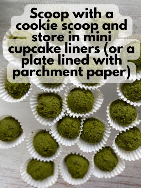 rolled matcha cookie dough balls