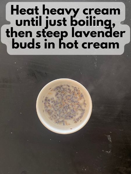 lavender buds steeping in hot cream