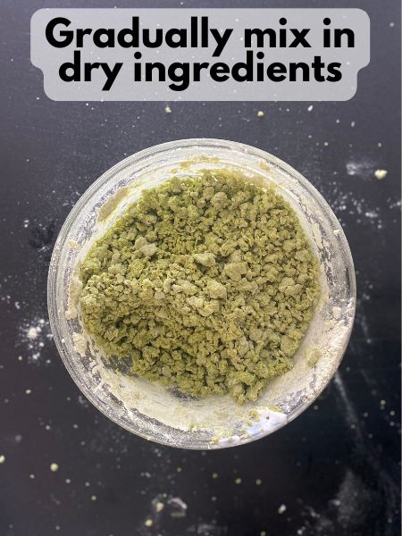 combined wet and dry ingredients matcha sugar cokies