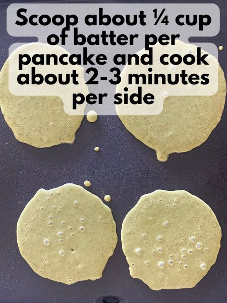 matcha pancakes on a griddle