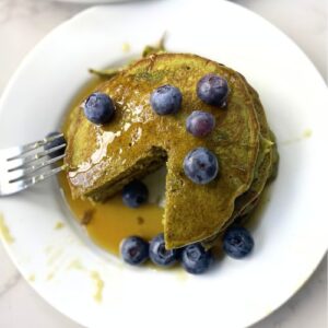 matcha pancakes on a plate