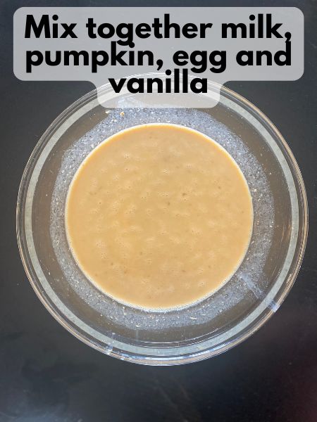 mixed wet ingredients pumpkin baked oatmeal