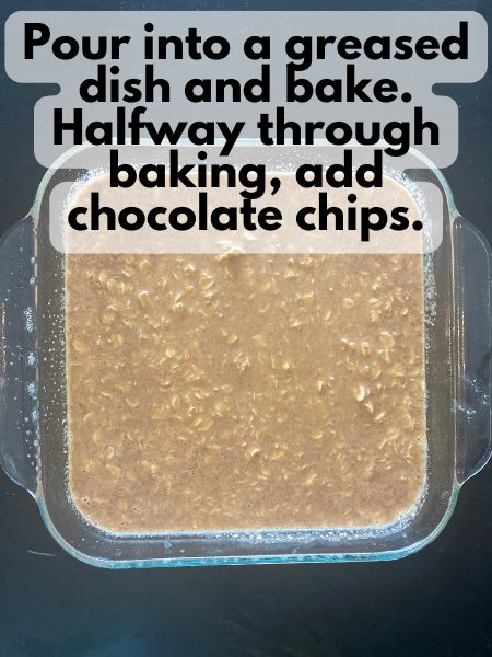 baked pumpkin oatmeal batter in baking dish