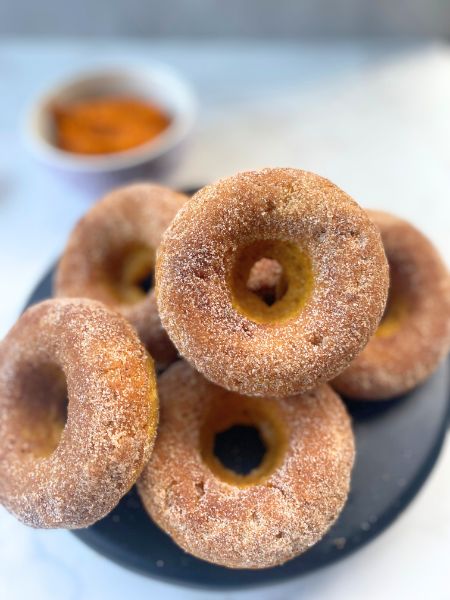 pumpkin donuts with cinnamon sugar