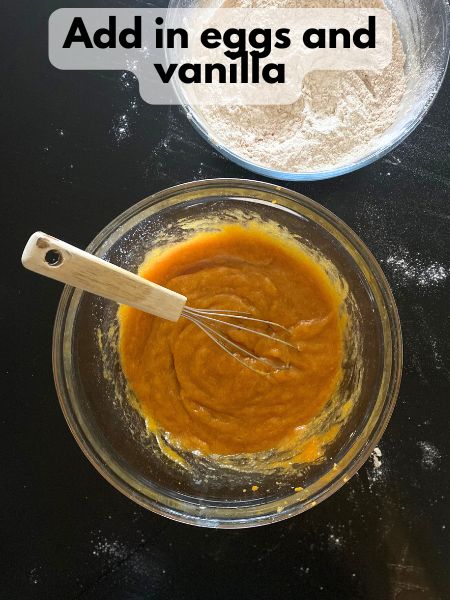 mixed wet ingredients pumpkin snickerdoodle muffins
