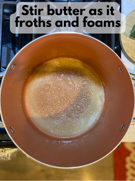 butter foaming in pot