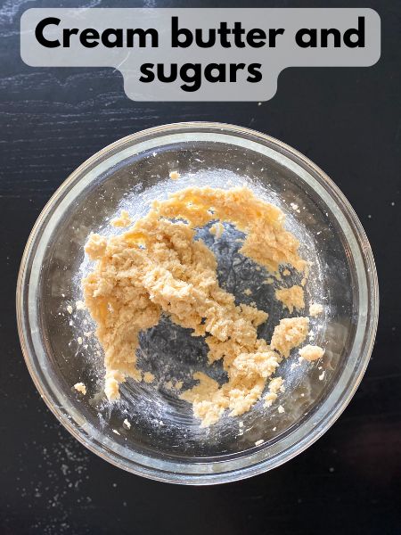 creamed butter, sugar and brown sugar