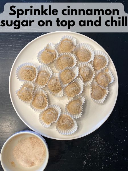 snickerdoodle cookie dough sprinkled with cinnamon sugar