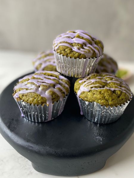vegan matcha lavender muffins