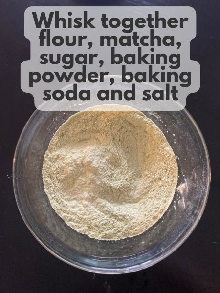 mixed dry ingredients vegan matcha lavender muffins