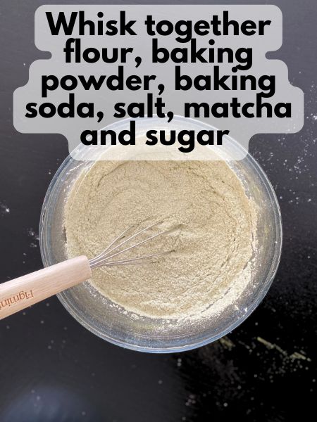 mixed dry ingredients for vegan matcha donuts