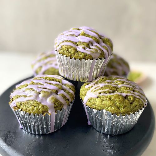vegan matcha lavender muffins