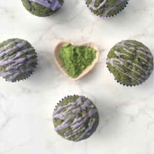 vegan matcha lavender muffins