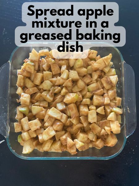 apple cookie butter filling spread in a baking dish