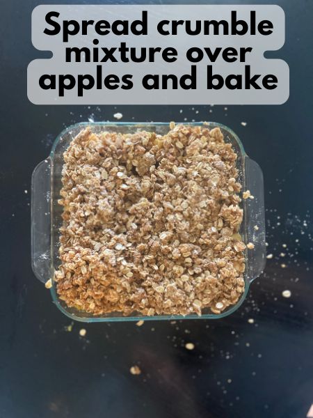 crumble spread over the top of unbaked apple mixture