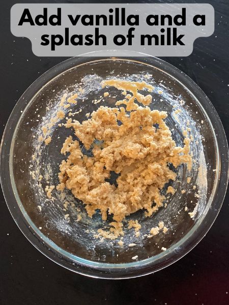 creamed butter and sugar with vanilla and a bit of milk