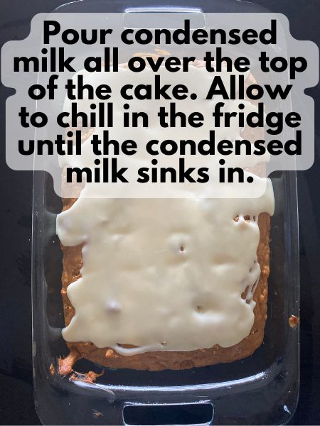 condensed milk spread over cake
