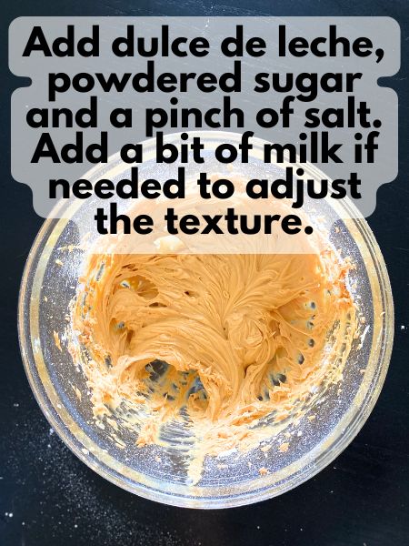 dulce de leche frosting in a bowl