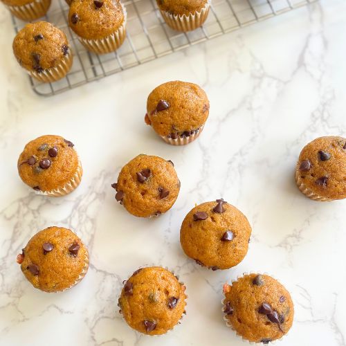 mini pumpkin chocolate chip muffins