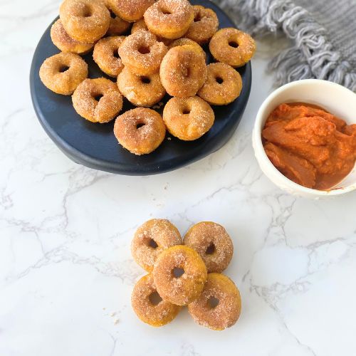 mini pumpkin cinnamon sugar donuts
