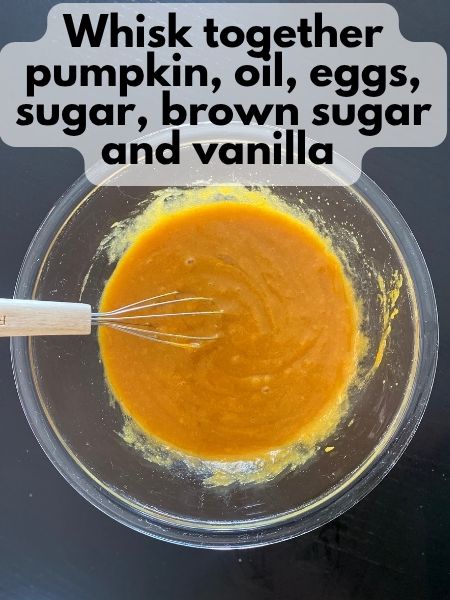 mixed wet ingredients pumpkin muffins
