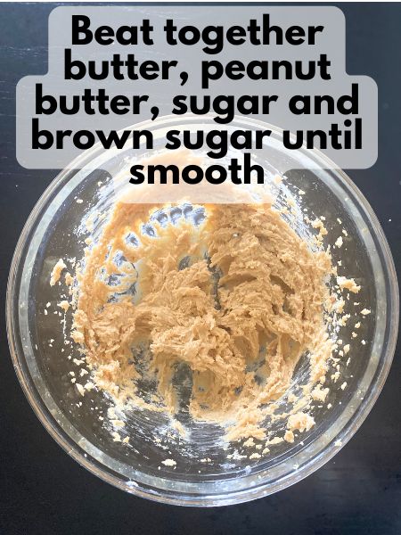mixed butter, sugar, brown sugar and peanut butter