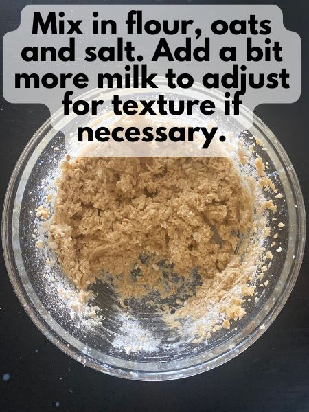 mixed in dry ingredients for monster cookie dough