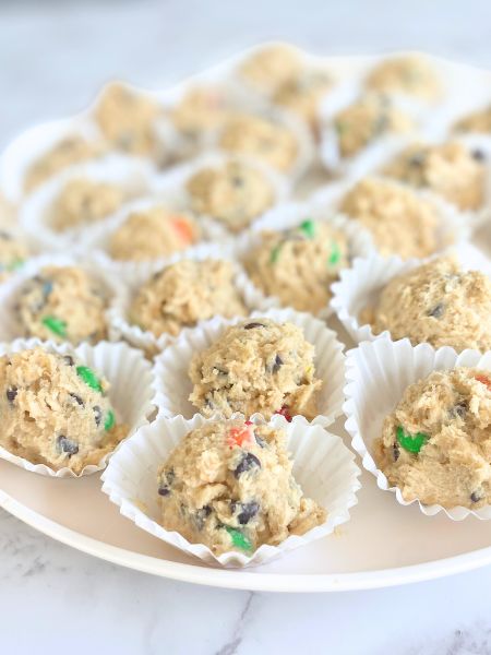 monster cookie dough balls on a plate