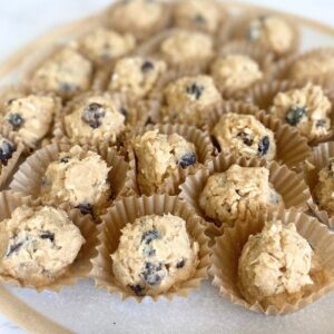 monster cookie dough balls on a plate