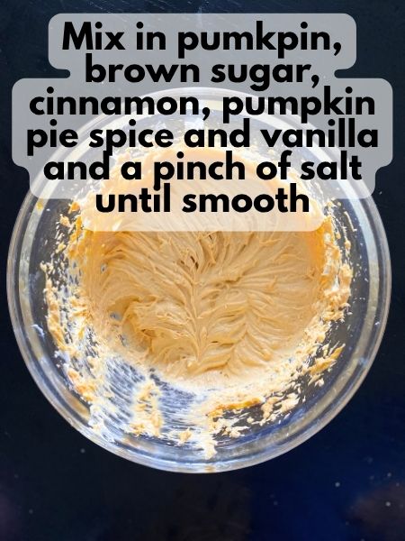 cream cheese mixed with pumpkin, brown sugar and spices