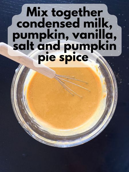 condensed milk mixed with pumpkin, vanilla, pumpkin pie spice and salt
