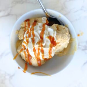 pumpkin ice cream in a bowl