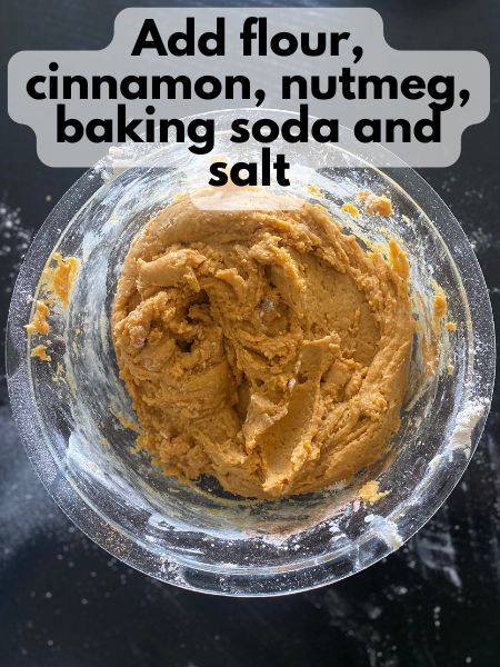 pumpkin nutella blondie batter with dry ingredients added