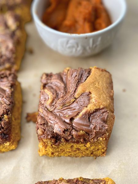 pumpkin Nutella blondie bars