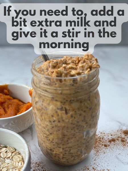 pumpkin overnight oats with cookie butter about to be served