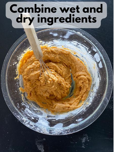 dry ingredients combined with wet ingredients