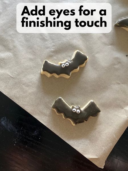 eyes added to bat cookies