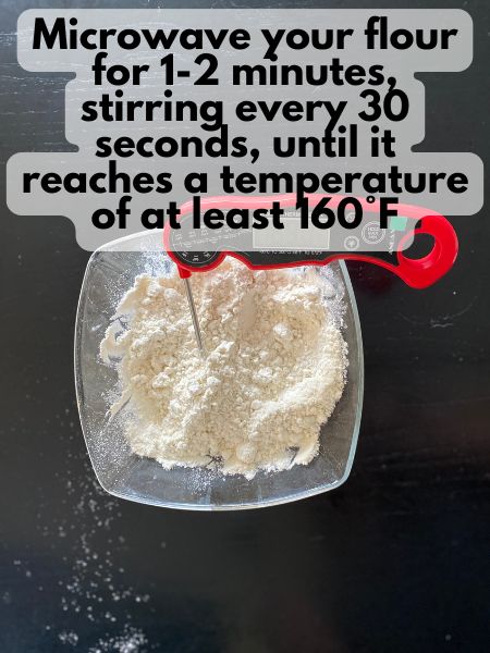 heat treated flour in a bowl